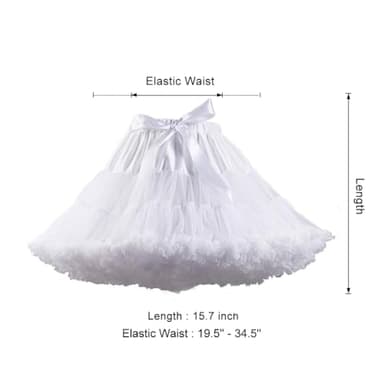 Women's Elastic Waist Chiffon Petticoat Puffy Tutu Tulle Skirt Princess Ballet Dance Pettiskirts Underskirt White - Image 2