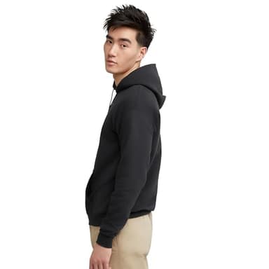 Hanes Men's Pullover EcoSmart Hooded Sweatshirt, Black, Large - Image 3