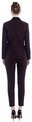 Marycrafts Women’s Two Piece Suits – Business Blazer Pant Suit Set for Work, Professional Outfit, Office Wear, Formal Business Attire 20 Black Brown - Image 6