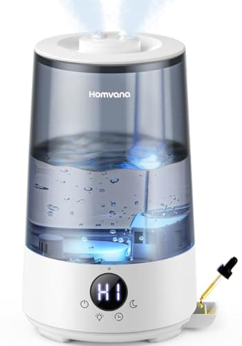 Homvana Humidifiers for Bedroom Home, 3.6 L Cool Mist Top-Fill 34H Super Long Time, Quiet 23dB, Baby Humidifier, Oil Diffuser for Large Room, Plants, Nursery, Office BPA FREE, 7 Color Light Ultrasonic - Image 1