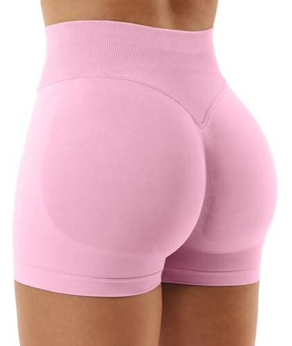 YEOREO SoftHue Women Workout Gym Impact Shorts Scrunch Butt Lifting 2.5"/3.6"/4.5"/6" Shorts Pink S - Image 1