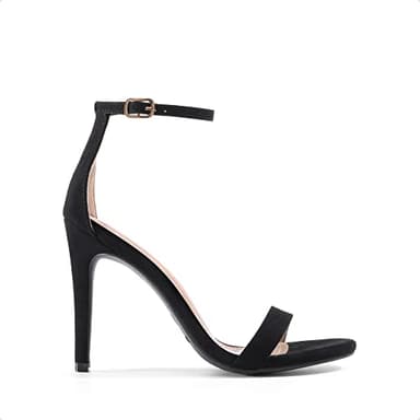 DREAM PAIRS Women's High Heels Flower Ankle Strap Stilettos Round Open Toe Dressy Sexy Sandals,Size 8,Black/Suede,KARRIE - Image 6