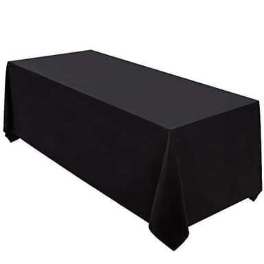 Surmente Black Tablecloth 90 x 132-inch Rectangular Polyester Table Cloth for Weddings, Banquets, or Restaurants - Image 1
