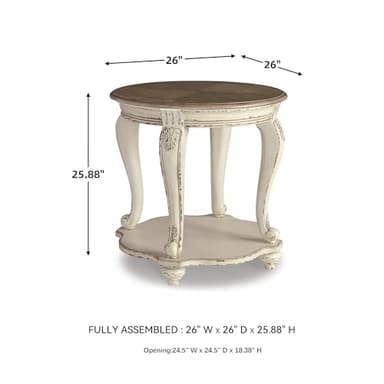 Signature Design by Ashley Realyn French Country Two Tone Round End Table, Chipped White - Image 3
