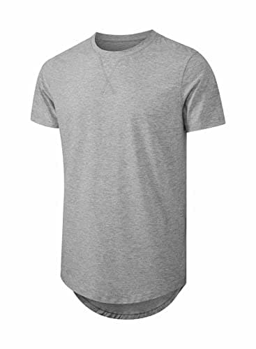 JMIERR Men's 3 Pack Cotton Hipster Hip Hop Longline Crewneck T-Shirt, Short Sleeve Gym Workout Athletic T Shirts for Men Pack,L, Black/Light Grey/Army Green - Image 4