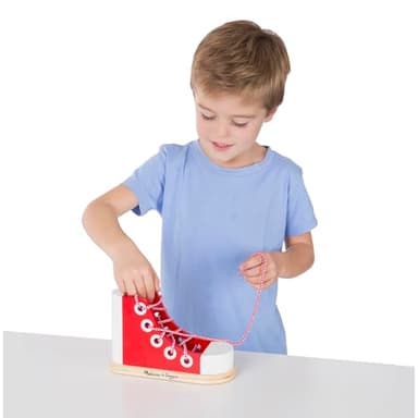 Melissa & Doug Deluxe Wood Lacing Sneaker - Learn to Tie a Shoe Educational Toy - Image 8