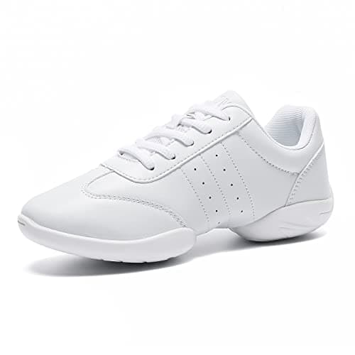LANDHIKER Cheer Shoes Girls White Cheerleading Shoes Dance Youth Women Fashion Sports Shoes Training Athletic Comfortable Shoes Flats Girl. - Image 1