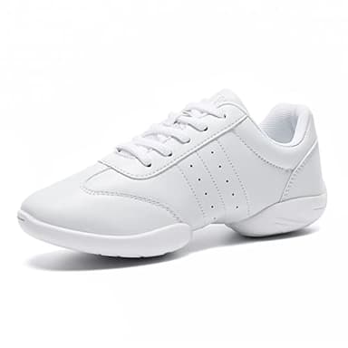 LANDHIKER Cheer Shoes Girls White Cheerleading Shoes Dance Youth Women Fashion Sports Shoes Training Athletic Comfortable Shoes Flats Girl. - Image 1