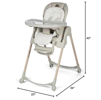 Maxi-Cosi Minla 6-in-1 High Chair for Babies & Toddlers, Portable Foldable Highchair, EcoCare Fabric, 9 Heights, 5 Reclines, 4 Tray Positions, Classic Oat - Image 2