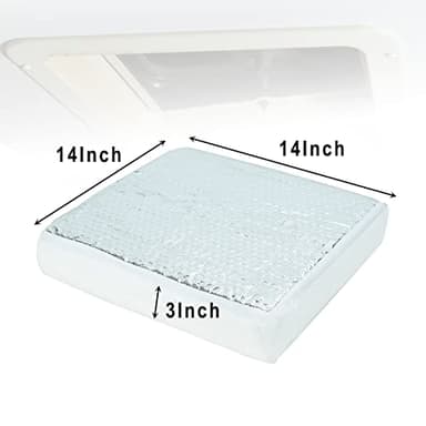 PRUNkuar RV Vent Insulator, 14" x 14" x 3" Vent Pillow Skylight Insulator with Reflective Surface for Standard Shower Skylight - 2 Pack - Image 2
