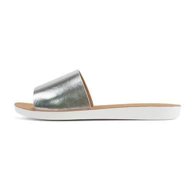 Soda Shoes Efron-S Women Flip Flops Basic Plain Slippers Slip On Sandals Slides Casual Peep Toe Beach (Silver Metallic, us_footwear_size_system, adult, women, numeric, wide, 6) - Image 1