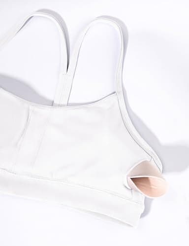 BAYDI Clouduxi Y Back Sports Bras for Women-Padded Racerback Low Impact Spaghetti Thin Strap Workout Yoga Crop Tops White - Image 5