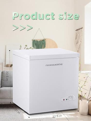 F.W.WOOLWORTHS 5.0 Cu.Ft Chest Freezer, Deep Freezer Adjustable 7 Thermostat, Compact Freezer with Removable Basket for Kitchen, Home, Office, Basement, RVs-White - Image 2