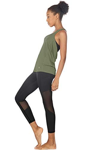 icyzone Yoga Tops Workouts Clothes Activewear Built in Bra Tank Tops for Women (M, Olive) - Image 3