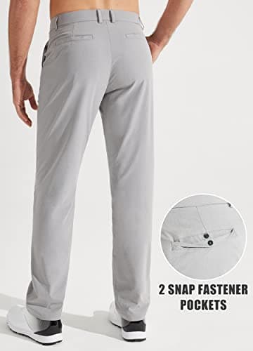 Libin Mens Golf Pants Classic Fit Stretch Work Dress Pants 32" Quick Dry Lightweight Business Casual Trousers Comfort Water Resistant, Light Grey, 32W x 32L - Image 2