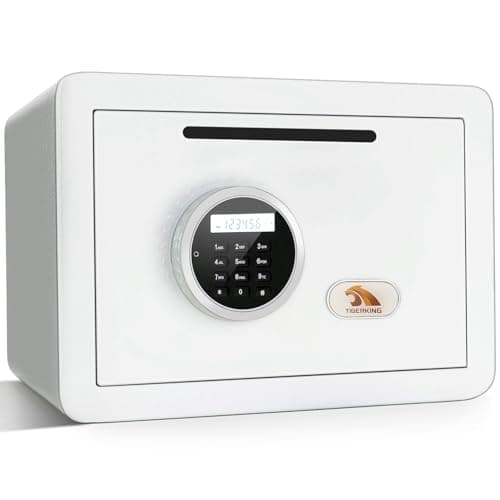 TIGERKING Drop Safe, Digital Safe With Keypad, White Small Safe Box- Deposit Cash Easily, Money Security Box For Home, Business, 1.2 Cubic Feet - Image 1