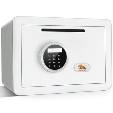 TIGERKING Drop Safe, Digital Safe With Keypad, White Small Safe Box- Deposit Cash Easily, Money Security Box For Home, Business, 1.2 Cubic Feet - Image 1