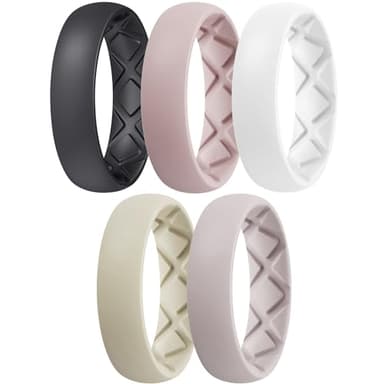 Egnaro Women's Rings Enhancers, 6mm Wide, 2mm Thick, Silicone Wedding Rubber Band with Half Size, Inner Arc Ergonomic Breathable Design - Image 1