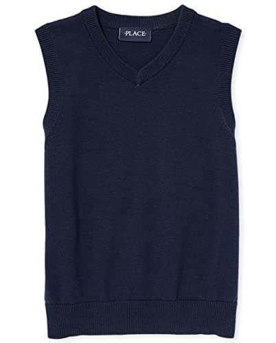 The Children's Place Boys' Uniform V-Neck Sweater Vest, Tidal, XL (14) - Image 1