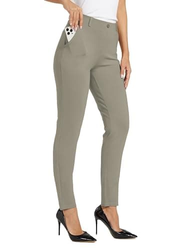 Willit Women's Yoga Dress Pants Skinny Work Slacks Leggings Slim Fit Stretch Office Business Casual Pants Pockets 27" Sage Green XS - Image 1