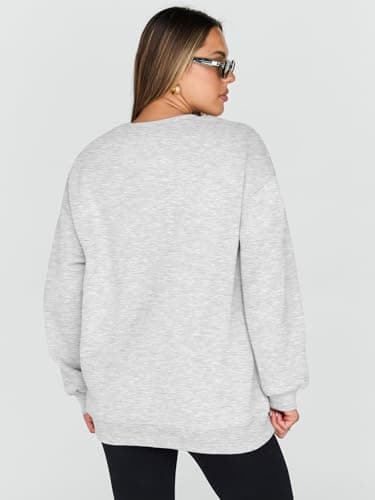 Trendy Queen Sweatshirts for Women Hoodies Oversized Crewneck Tops Sweaters Comfy Fall Winter Outfits Clothes 2025 Fashion Grey XL - Image 4