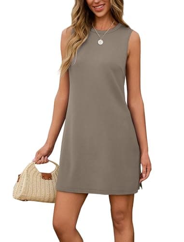 Sampeel Womens Dresses 2025 Casual Sundresses Summer Beach Vacation Clothes Mini Dress M Coffee - Image 3