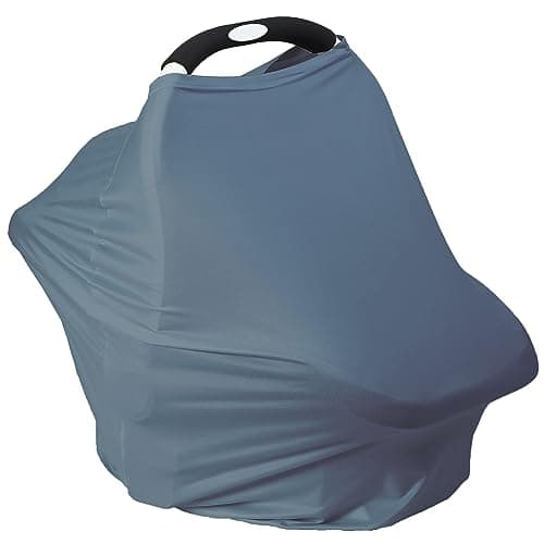 Breathable Car Seat Cover for Babies – Multi-Purpose Soft Rayon Nursing Cover for Breastfeeding, High Stretchy Infant Carseat Canopy, Stroller Cover (Smooth Rayon, Blue) - Image 1