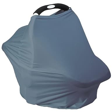 Breathable Car Seat Cover for Babies – Multi-Purpose Soft Rayon Nursing Cover for Breastfeeding, High Stretchy Infant Carseat Canopy, Stroller Cover (Smooth Rayon, Blue) - Image 1