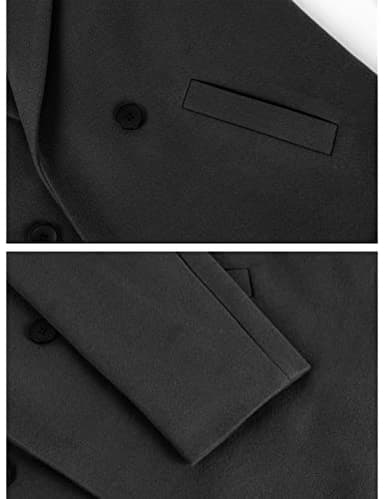 Hooever Women's Winter Wool Coat Casual Notch Lapel Single-Breasted Peacoat(Black-XL) - Image 7