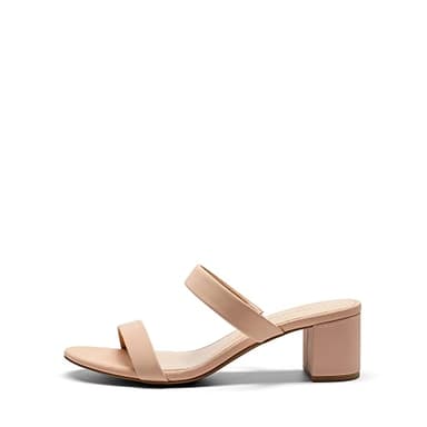 DREAM PAIRS Women's Two Strap Open Toe Low Block Chunky Heels Sandals Dress Pumps Shoes,Size 8,Nude-Nubuck,DHS213-1 - Image 3