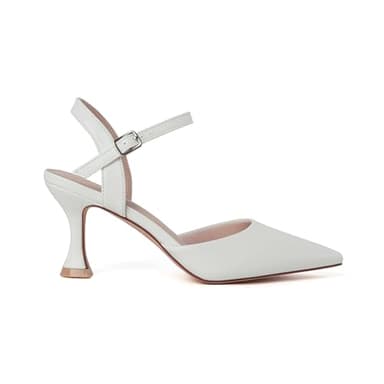 Lucibenita Wedding Shoes for Women White Low Heels Closed Toe Kitten Heel Pointed Toe Heels Sexy Classic Comfortable Heeled Pumps Dressy Adjustable Ankle Strap 9 - Image 2