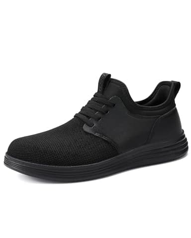VILOCY Mens Slip On Casual Dress Shoes Hands Free Fashion Sneakers Mesh Tennis Walking Shoes Comfortable Work Shoes Breathable Lightweight Non Slip All Black,EU44 - Image 5