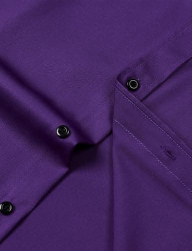 JEMITOP Men's Stretch Wrinkle Free Dress Shirts Formal Wedding Prom Long Sleeve Button Down Shirt Purple XL - Image 5