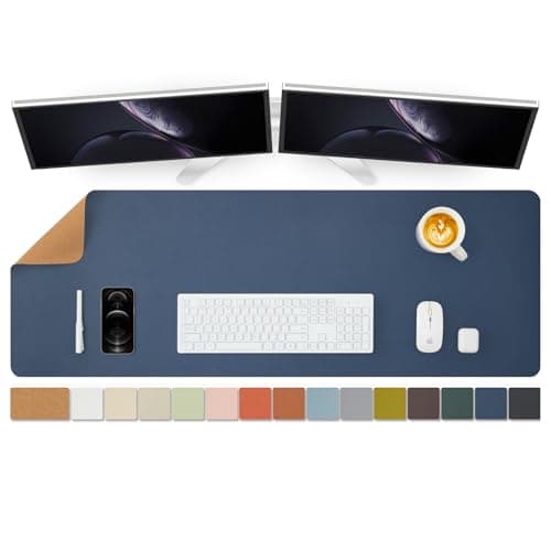 Large Cork Desk Mat - 47.2"x 17" Desk Pad for Office and Home - Ideal for Large Mouse Pad and Desk Mats on Top of Desks(Dark Blue) - Image 1