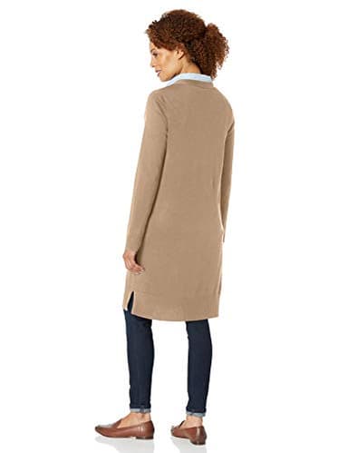 Amazon Essentials Women's Lightweight Longer Length Open-Front Long-Sleeve Cardigan Sweater (Available in Plus Size), Camel Heather, X-Large - Image 5