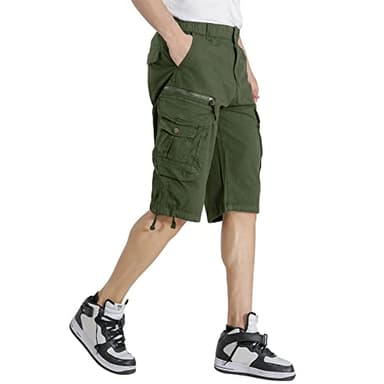 DGWZ Mens Cargo Shorts Elastic Waist Multi Pocket Hiking Outdoor Camo Stretch Cotton - Image 4