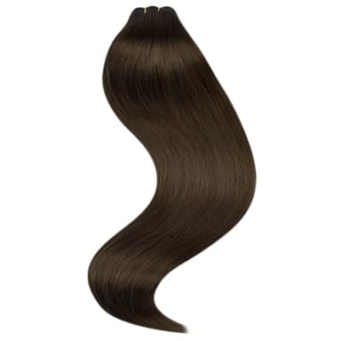 Full Shine Brown Weft Hair Extensions Real Human Hair Straight Remy Hair Bundles 105G Double Weft Extensions Dark Brown Sew In Hair Extensions Real Human Hair Weave Extensions Human Hair Wefts 24 Inch - Image 9