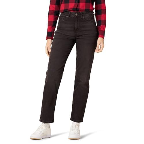 Amazon Essentials Women's High-Rise Straight Jeans - Discontinued Colors, Washed Black, 6 - Image 1