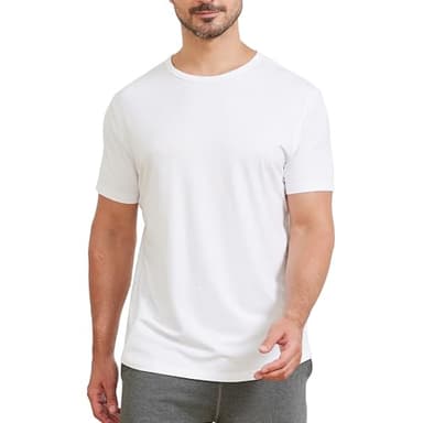 netdraw Men's Ultra-Soft Bamboo Viscose T-Shirt, Curved Hem Lightweight Cooling Cotton Blend Casual Tee, White, X-Large - Image 1