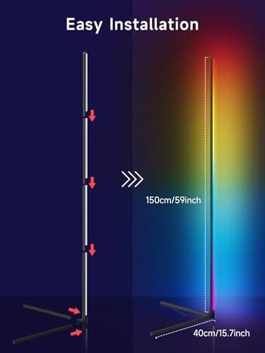 Tyute Corner Floor Lamp, RGB LED Corner Lamp with Music Sync, Smart App and Remote Control Color Changing Ambience Light, LED Lamp with 16 Million Colors for Bedroom, Living Room Gaming Room - Image 7