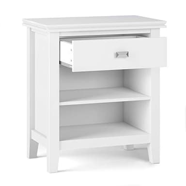 SIMPLIHOME Artisan SOLID WOOD 24 inch Wide Transitional Bedside Nightstand Table in White for the Living Room and Bedroom - Image 4