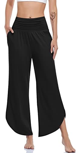 UEU Women's Wide Leg Yoga Pants High Waisted Comfy Dance Sweatpants Loose Casual Soft Lounge Joggers with Pockets (Black, M) - Image 1