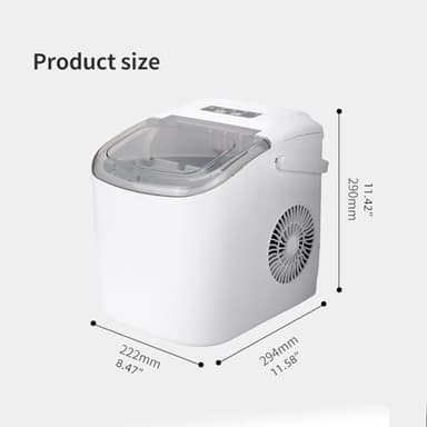 Half Scale Countertop Ice Maker Machine with Handle, 26lbs in 24Hrs, 9 Ice Cubes Ready in 6 Mins, Auto-Cleaning Portable Ice Maker with Scoop, for Home/Kitchen/Camping/RV - Image 3