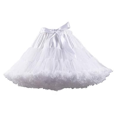Women's Elastic Waist Chiffon Petticoat Puffy Tutu Tulle Skirt Princess Ballet Dance Pettiskirts Underskirt White - Image 1