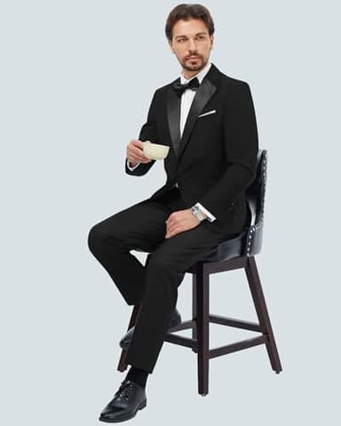 MAGE MALE Men's 2 Piece Suit Notched Lapel One Button Slim Fit Formal Wedding Prom Tuxedo Suits Blazer Pants with Bow Tie Set - Image 7