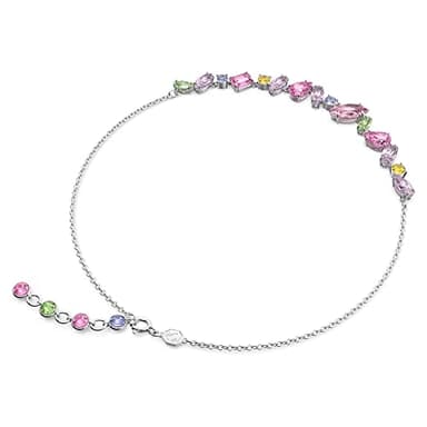Swarovski Gema Flower Necklace, Earrings, and Bracelet Jewelry Collection with Pink Crystals on a Rhodium Finished Setting - Image 4