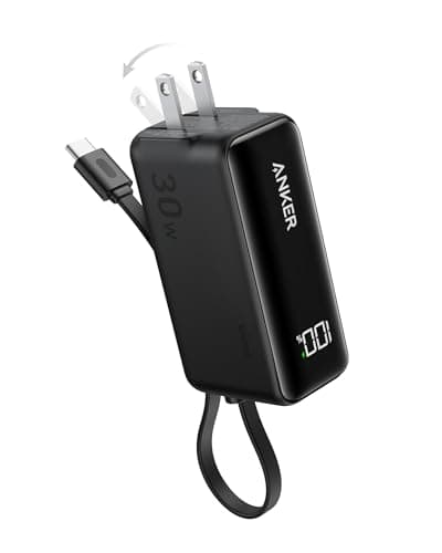 ANKER Power Bank USB C Charger Block, 3-in-1 5,000mAh Portable Charger with Built-in USB-C Cable and Foldable AC Plug, 30W Max Compact Battery Pack, for iPhone 15 Series, Galaxy, MacBook, and More - Image 1