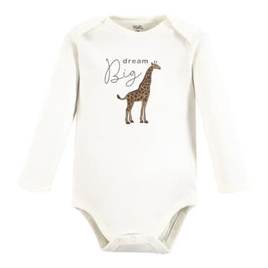 Touched by Nature Unisex Baby Organic Cotton Long-Sleeve Bodysuits, Classic Safari, Preemie - Image 6