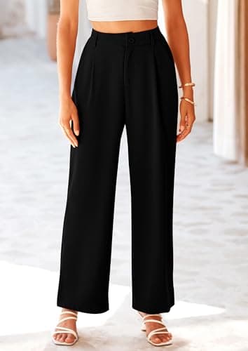 PRETTYGARDEN Wide Leg Pants for Women Trendy 2025 Fall High Waisted Business Casual Outfits Work Pant Trousers (Black,Large) - Image 6