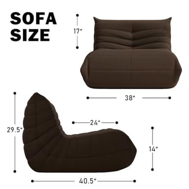 Bean Bag Chair, Memory Foam Bean Bag Sofa Large Bean Bag Chair for Adults, Bean Bag Chairs for Teens with High Density Comfortable Foam, Bean Bag for Living Room, Bedroom (Coffee) - Image 2